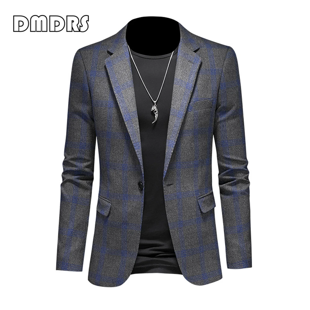 Newest Men's Fashion Suit Jacket, Patterned M to 5XL One Button Plaid Blazer, Real Images High Quality Casual Smart Suits
