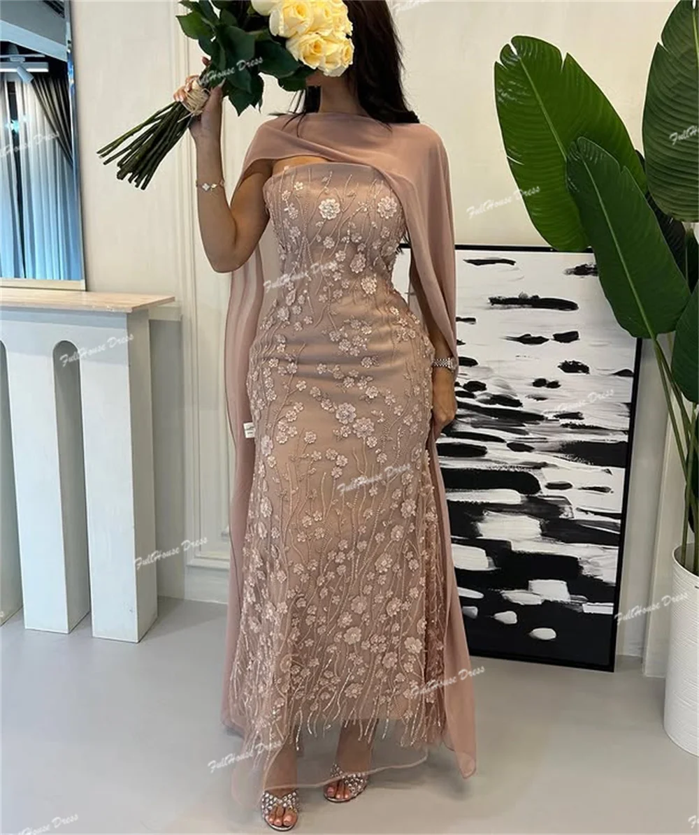 ชุดราตรีทรงปลอกแขนยาวประดับเลื่อมลูกไม้คุณภาพสูงสั่งตัดพิเศษสไตล์ซาอุดิอาระเบียพร้อมผ้าคลุม شارون سعيد