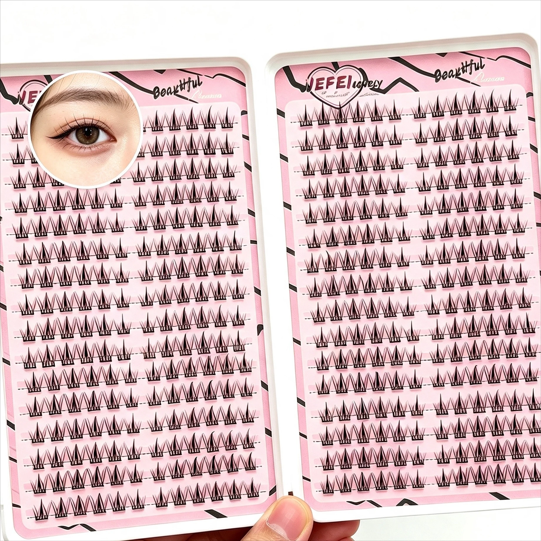Sunflower Cluster Lashes DIY Eyelash Extension Kit Large Capacity Natural C Shape 9 11mm Lightweight Cartoon Style For Beginners