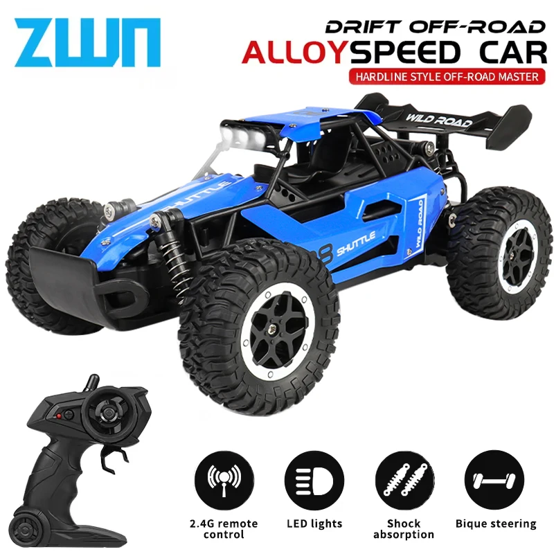 ZWN 1:16 2.4Gh Model RC Car With LED Lights 2WD Off-road Remote Control Climbing Vehicle Outdoor Cars Toys for Boys Girls Gifts