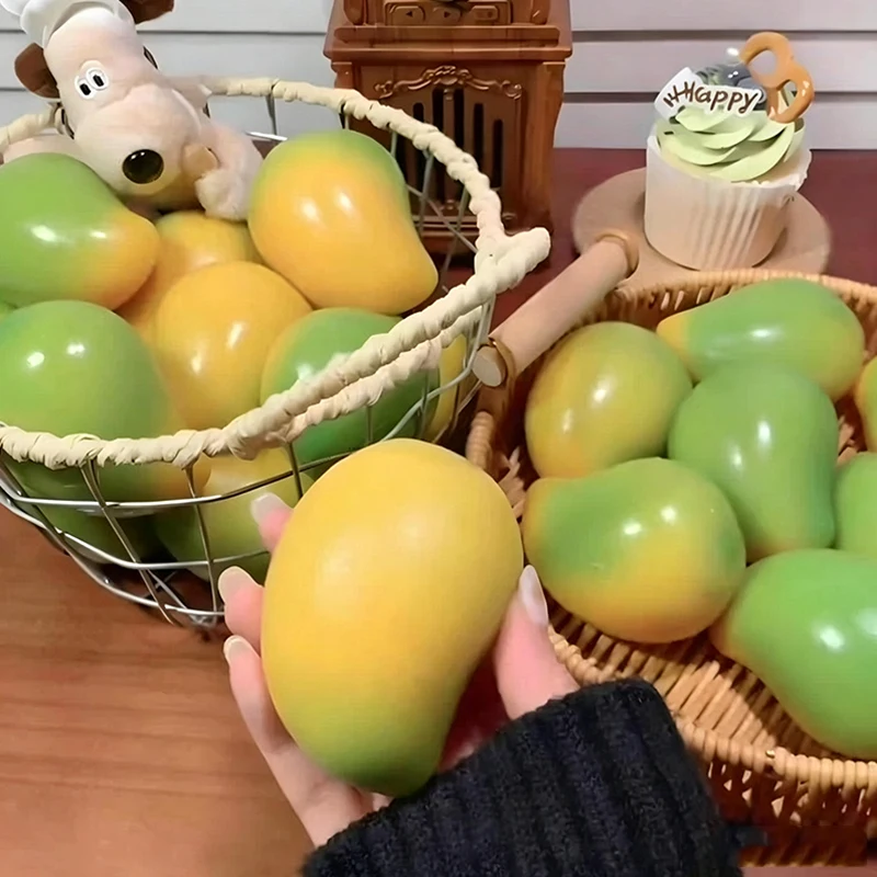 Color Changing Mango Squishy Fidget Toy Soft Squeeze Stress Sensory Toys Decompression Toy for Kids Adults Stress Relief Gifts