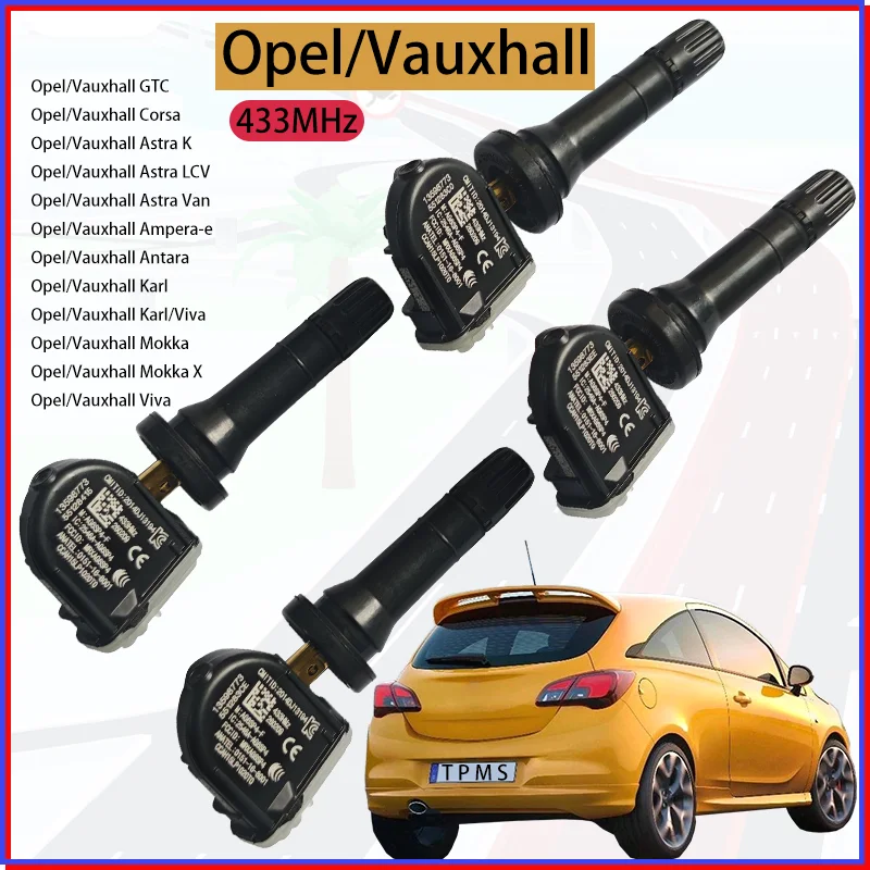 1/4PCS 433MHz Tire Pressure Sensor Fit For Opel/Vauxhall Ampera-e Antara Karl/Viva Mokka X Car TPMS 13598773 13540602 13540603