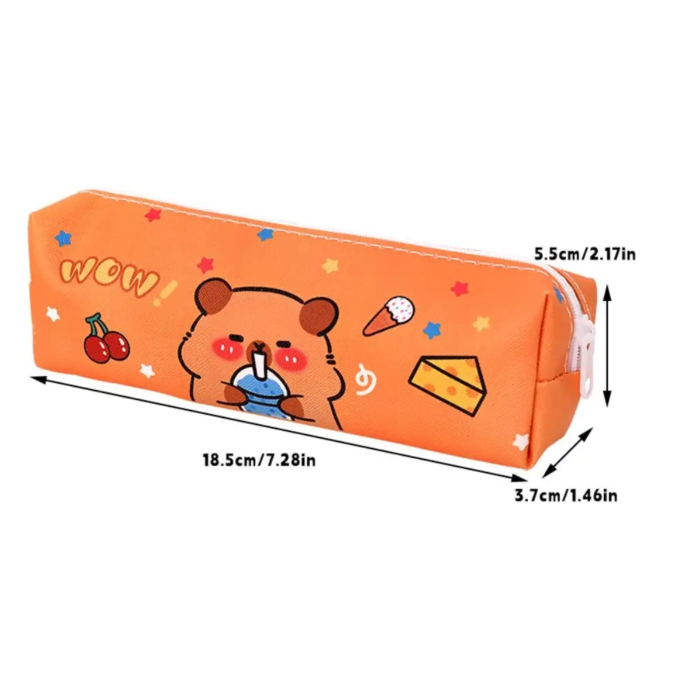 다기능 PU 펜 가방 Capybara 방수 편지지 가방 지퍼 디자인 연필 케이스 학생