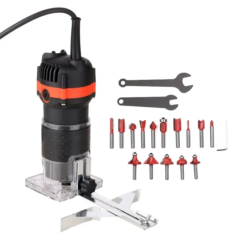 【2026】800W 30000r/min Multifunction Electric Wood Trimmer Wood Router Laminate Trimmer Professional Slotting Trimming Grooving M