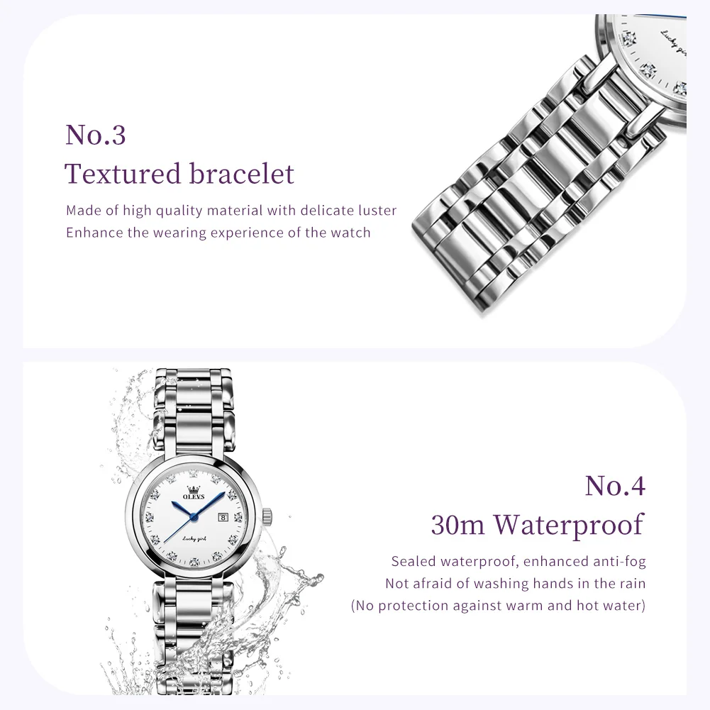 OLEVS 5575 Women Watch Fashion Simple Calendar Waterproof Dial Luxury Brand Elegant Diamond Quartz Women's Watch Reloj Mujer