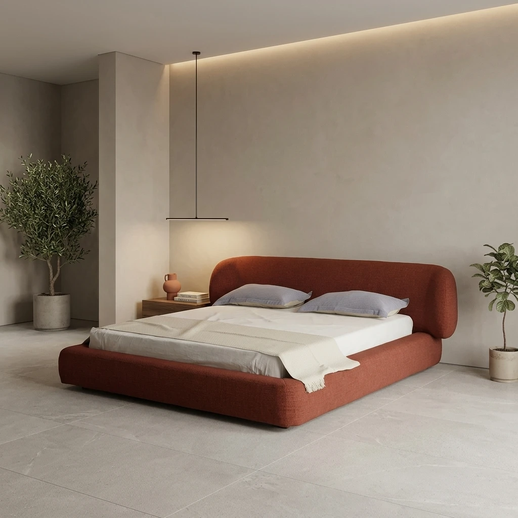 

#Embrace Italian Minimalist Designer Home Bed 18m 15 Large Flat Floor Master Bedroom Cotton Linen Fabric Double Environment