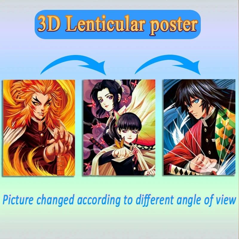 Rengoku Kyoujurou Kochou Shinobu Tsuyuri Kanawo Tomioka Giyuu 3D Poster Demon Slayer Wall Art Anime Painting Home Decor Gift Toy