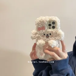 Lovely Plush Soft Case for IPhone X XR XS 11 13 12 14 Pro Max 7 8 Plus Winter Cute Cartoon Fur Covers Phone Case