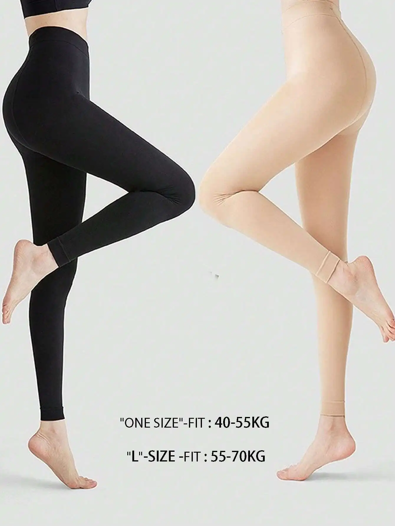 

2pairs Black & Apricot Thin Fleece Opaque Pantyhose With Crotch, Fall And Winter, Cozy