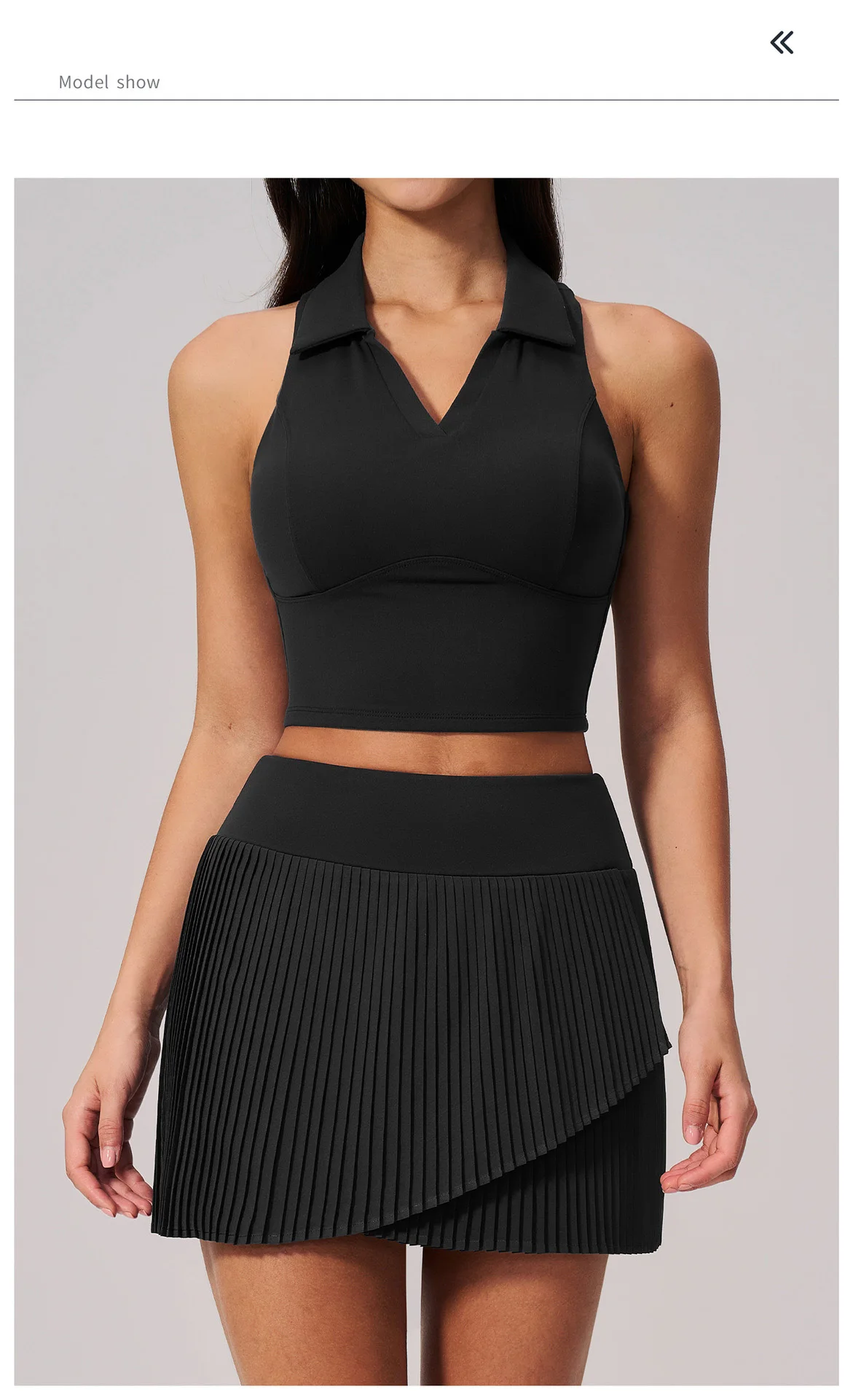 SOISOU Nylon Women Two Pieces Yoga Set Ribbed V-Neck Gym Top Sport Tennis Skirt 2pcs Suit Sportswear Workout Clothes 5 Colors