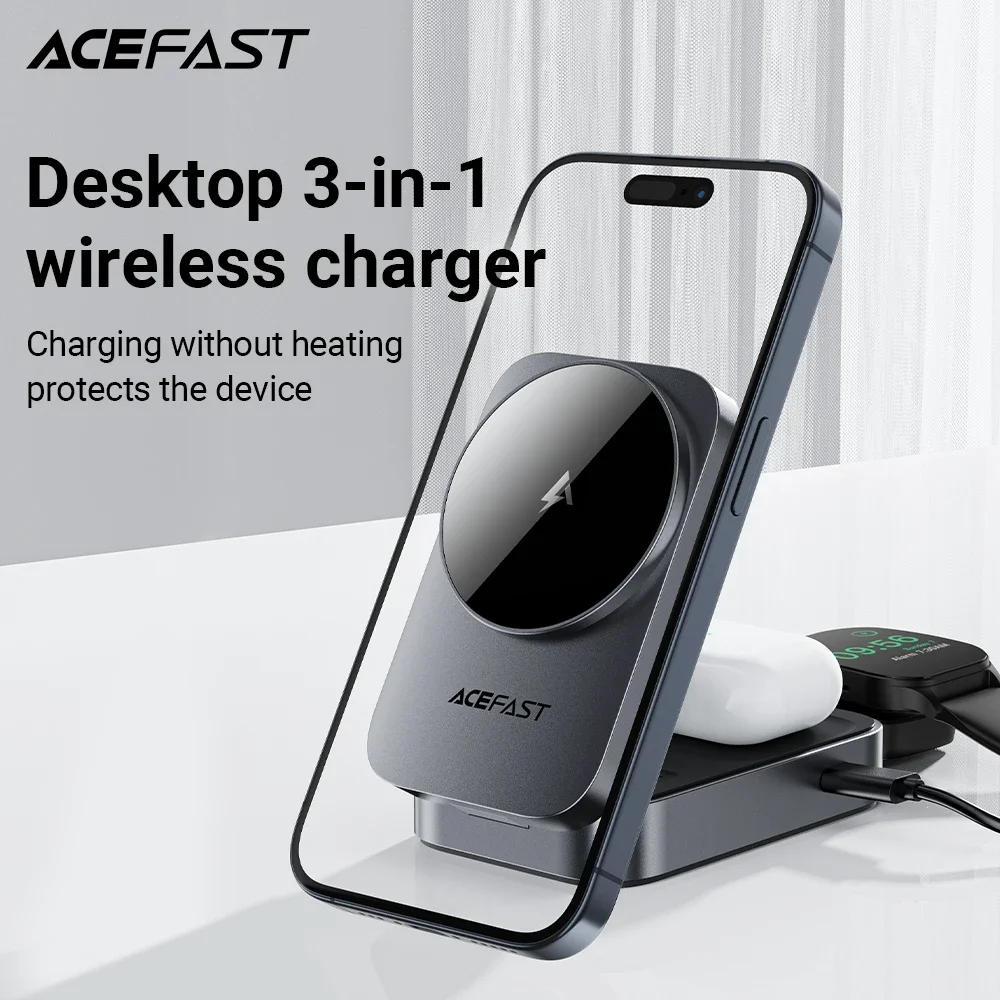 

Zinc Alloy Magnetic Wireless Charging Holder For iPhone iwatch Foldable Charging Dock Holder Earphone Wireless Charging Holder