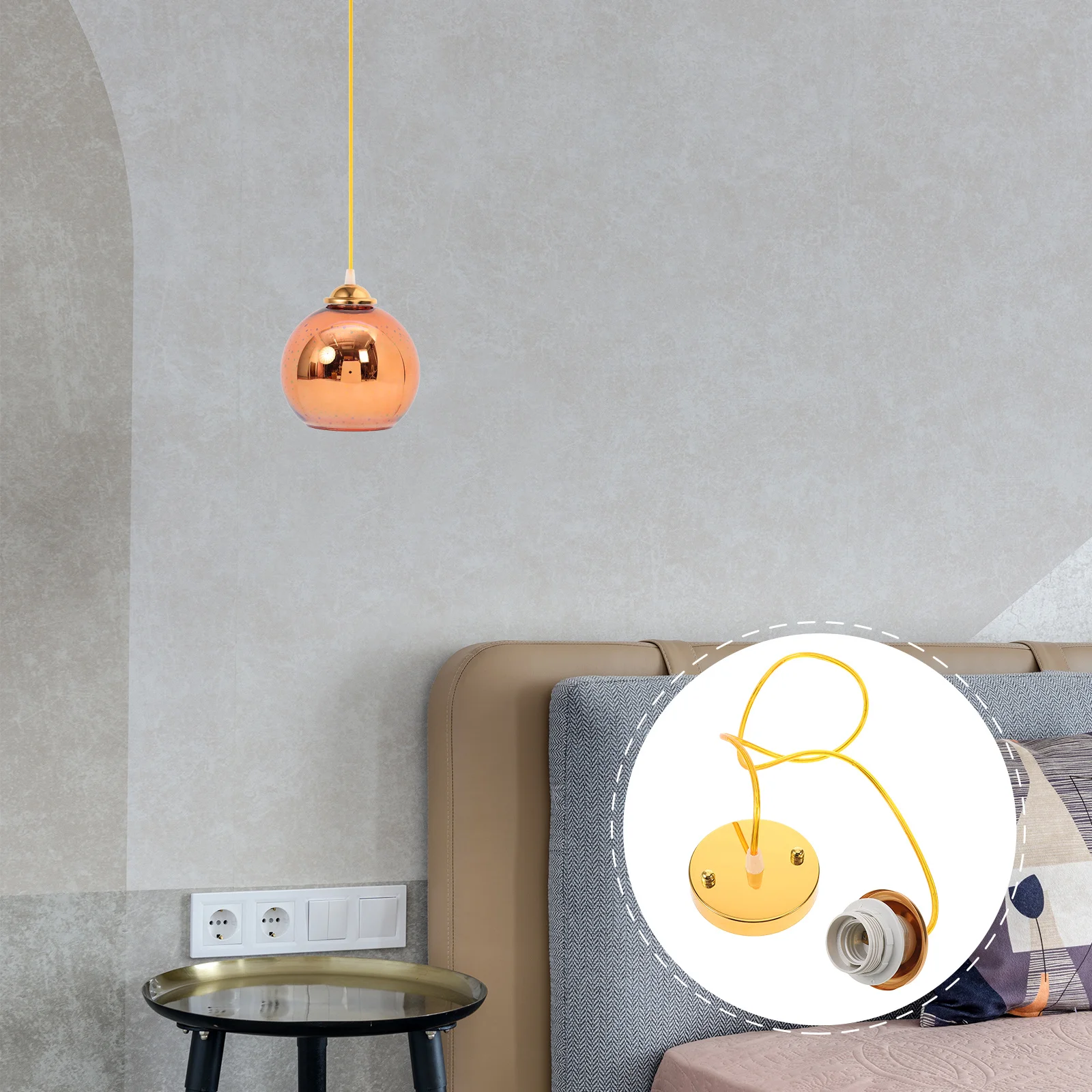 

E27 Pendant Light Holder Kit Adjustable Full Thread Cord Mini Hanging Lamp Socket for Bedroom Living Dining Room Lamp Fitting