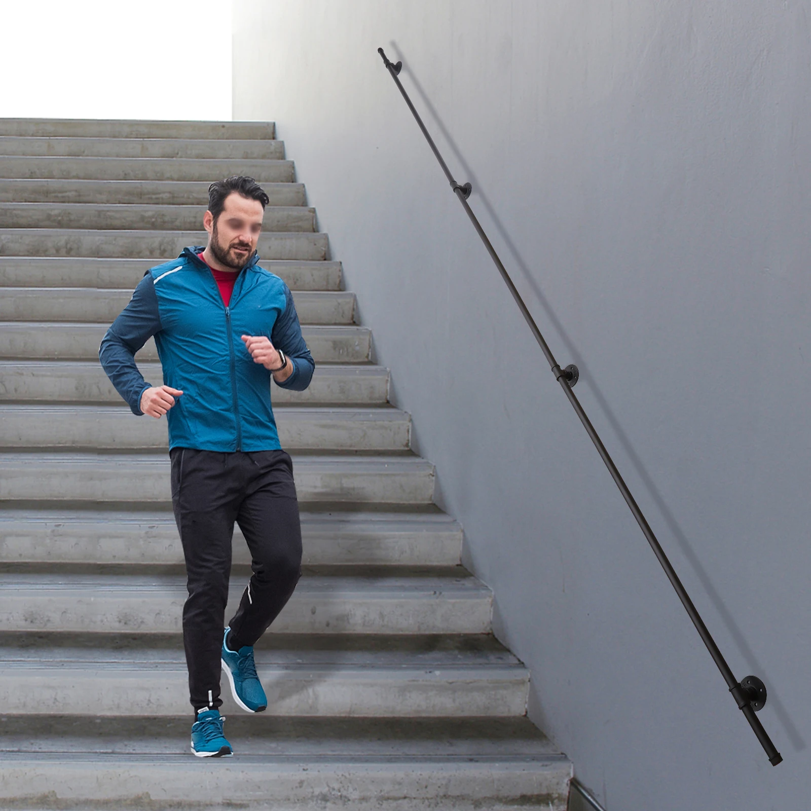 Durable Pipe Handrail, High-Quality Cast Iron & Galvanized Steel, Rust-Proof, Corrosion-Resistant, Easy Installation, Ideal for