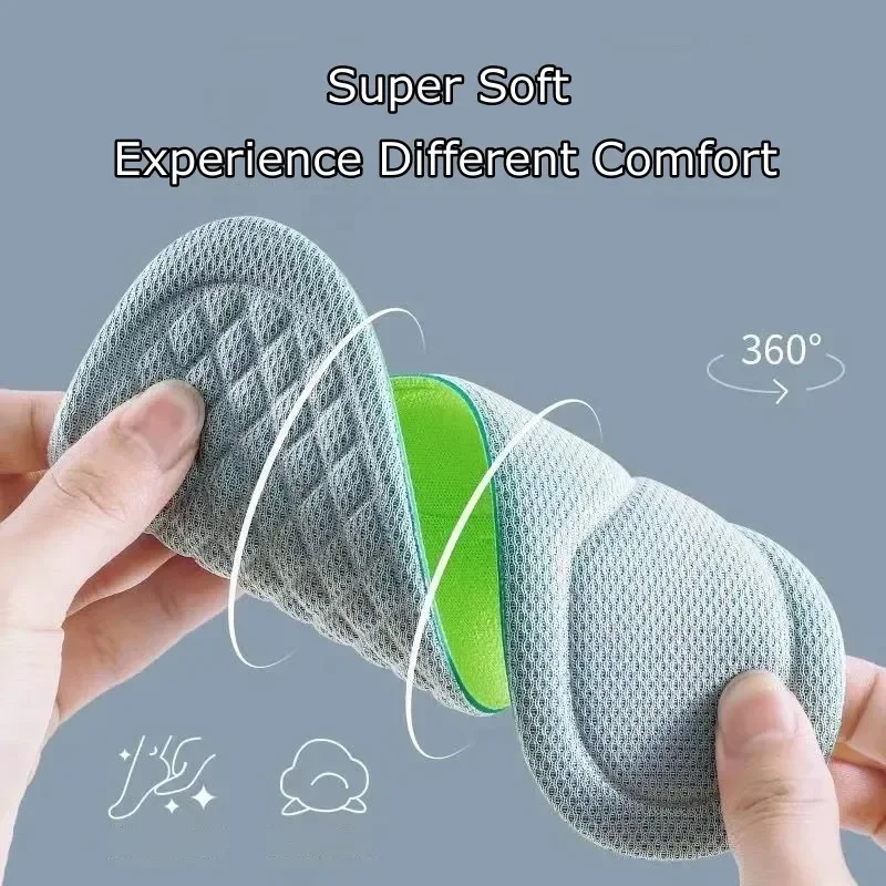 1Pair 4D Sweat-Absorbing Breathable Deodorant Insole Massage Sport Insoles for Shoes Feet Growing Sole Sponge Shoe Inserts Pad