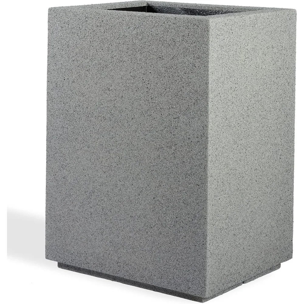 

Tall Modern Outdoor/Indoor Column Planter, 18" L x 23" W x 30" H, Lightweight, Heavy Duty, Weather Resistant
