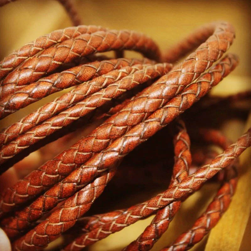 2meters Brown Braided Genuine Leather Bracelet Findings 3/4/5/6/8mm Round Leather Cord String Rope DIY Necklace Bracelet Making