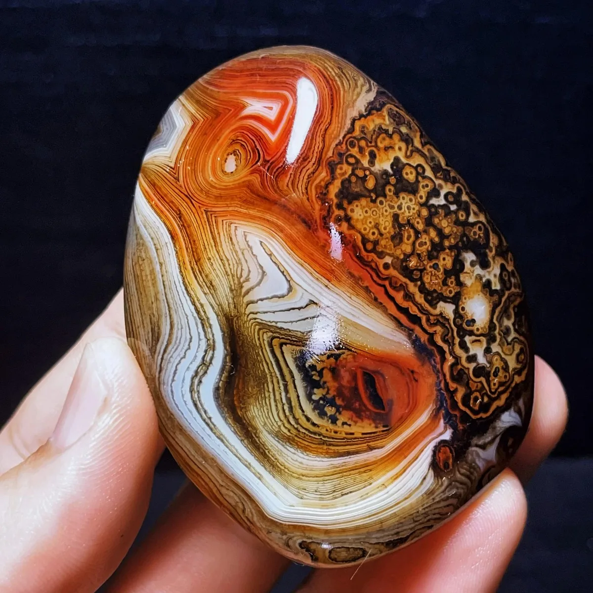 Color Gradient Banded Agate Palm Stone, Tumbled Polished, Rainbow Color, Jewelry Making, Natural Stone, Crystal Collection