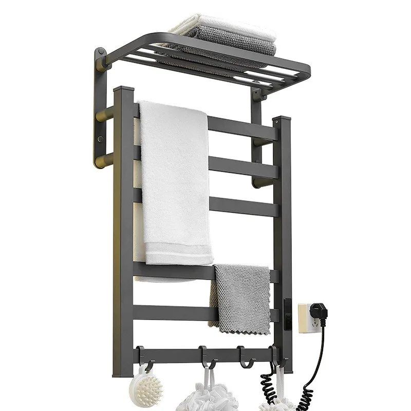 

Modern Smart Electric Heated Towel Rack Foldable Aluminum Bath Rack with Household Storage Space for Bathroom Use