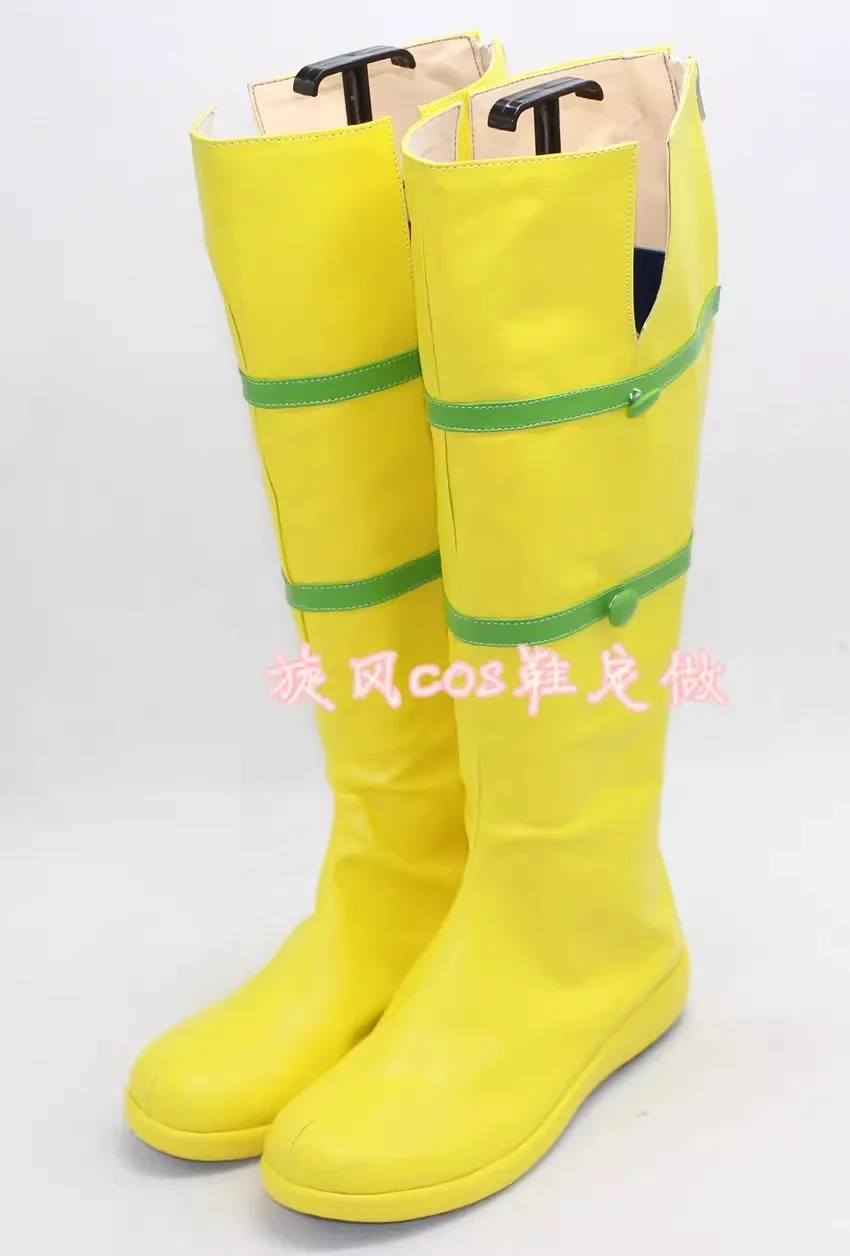 Zapatos de Cosplay de Anime X-MAN Anna Marie Rogue, botas de disfraz amarillas, botas de imitación de cuero hechas a mano