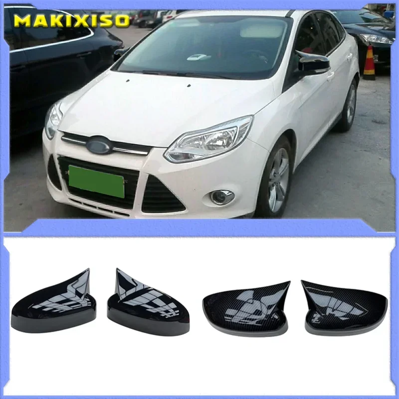 For Ford Focus 2011 2012 2013 2014 2pcs Car Door Side Mirror Cover Replacement Parts Side rearview mirror cover Horn shape 