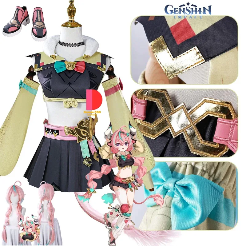 

Game Genshin Impact Varesa Cosplay Costume Anime Clothes Cute Dress for Women Girls Uniform Wig Shoes Comic Con Halloween Party