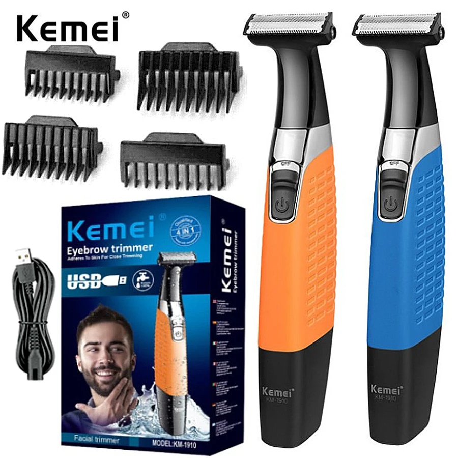 Kemei KM-1910 Rechargeable Electric Shaver Beard Styling Trimmer Fashion Razor Men Body Shaving Machine Waterproof Face Care