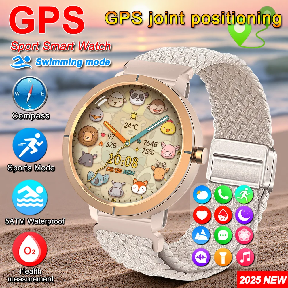 

GPS Dual Frequency Satellite Sport Smartwatch 5ATM Waterproof 170+ Sport Modes 1.32 AMOLED Compass BT Call Men Women Smartwatch