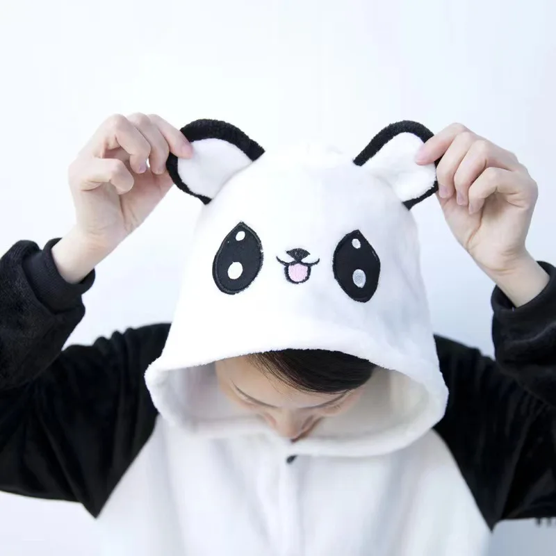 Unisex Panda Animal flanela pijama terno, uma peça, pijamas, Onesies, adulto, coral velo, camisola, macacões, homens, mulheres, inverno