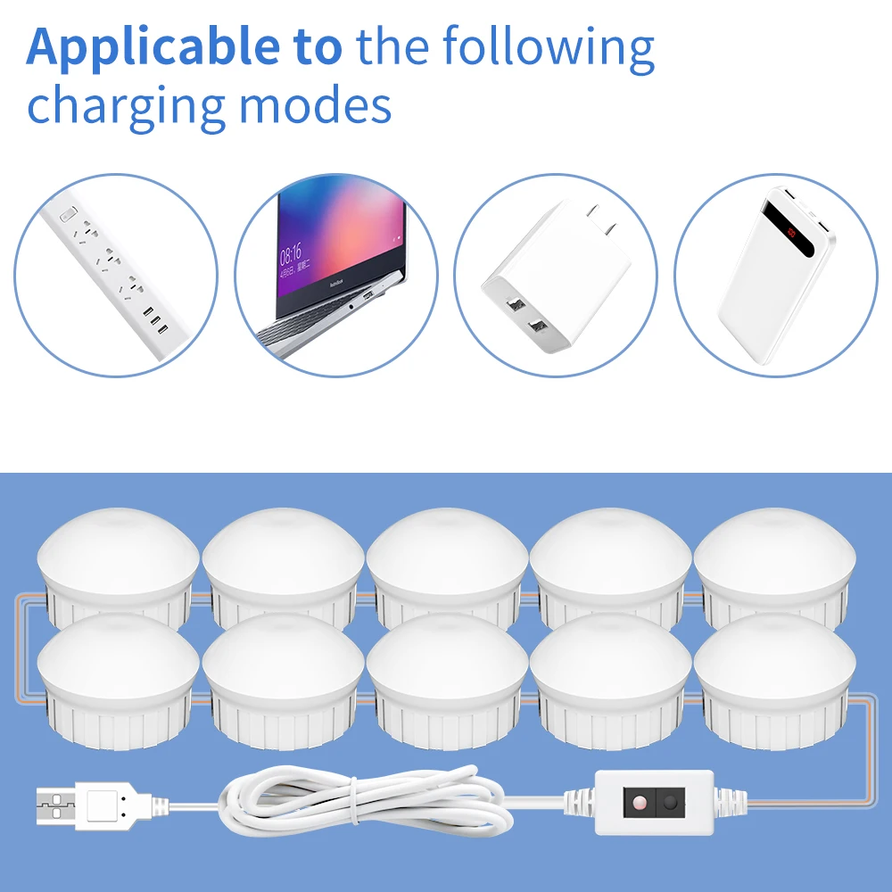 Makeup Mirror Light Vanity Hand Sweep Sensor LED Wall Lamp Dimmable Dressing Table LED Cosmetic Mirror Light Makeup Vanity USB gallery 5