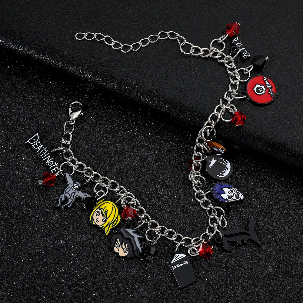 Japan Anime Death Note Bracelet Ryuk Yagami Light Charms Bracelet Hand Chain Enamel Pendant Jewelry Accessories for Fans Gifts