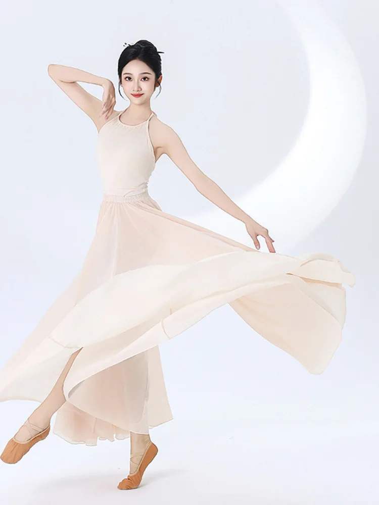 Backless Spaghetti Strap Ballet Crop Top and Tulle High Waist Skirt Set – Elegant Stage Costume for Women Dance Performance