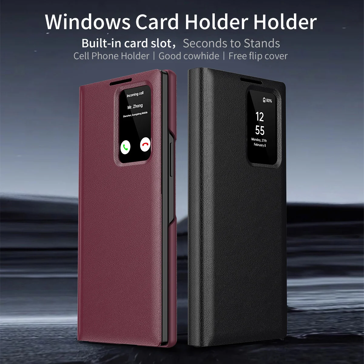 

Smart Flip Case For Samsung Galaxy Z Fold 6 5 4 3 Magnetic Window View Leather Card Slot Holder Folding Wallet Cover S25 Ultra