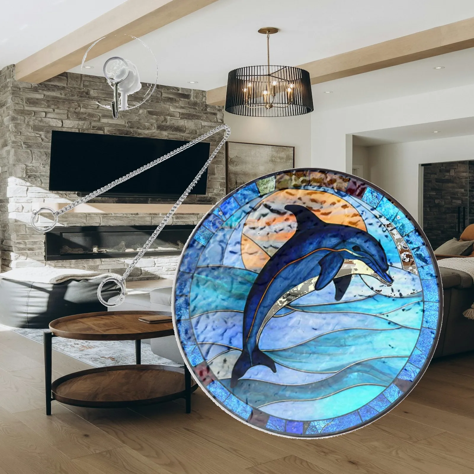 Stained Glass Window Hanging Decor Colorful Animal Hanging Ornament Acrylic for Living Room Bedroom Door Outdoor Festival