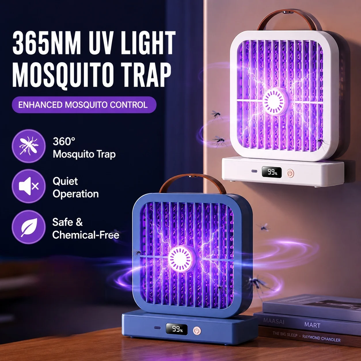 2 in 1 Mosquito Killer Lamp Electric Zapper USB Rechargeable Hangable Bug Zapper Outdoor Portable Pest Control Light for Home