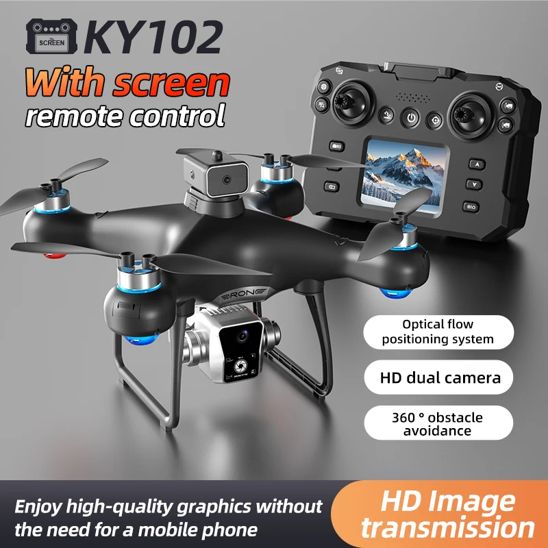 New Ky102 Drone With 4K Camera Brushless Motor Screen Controlled Version Obstacle Avoidance Quadcopter Dron RC Toys For Boy