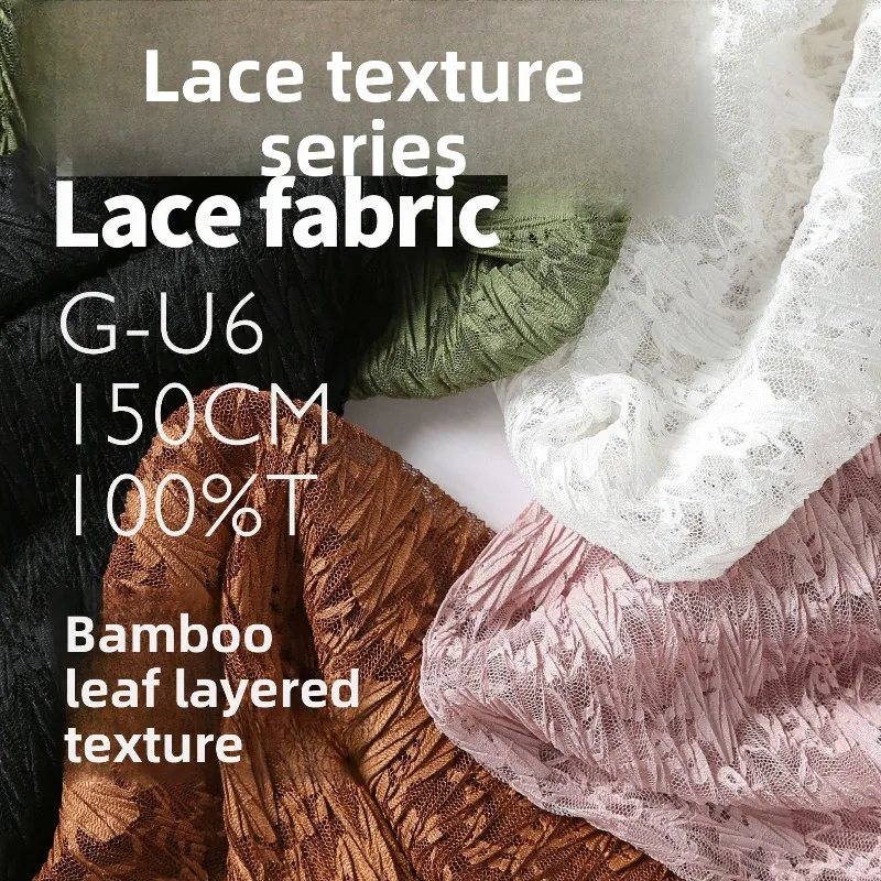 

Perspective Lace Crushed Pleated Fabric for Spring Summer Wedding Dress Veil Cloth Diy By The Yard Sewing Material