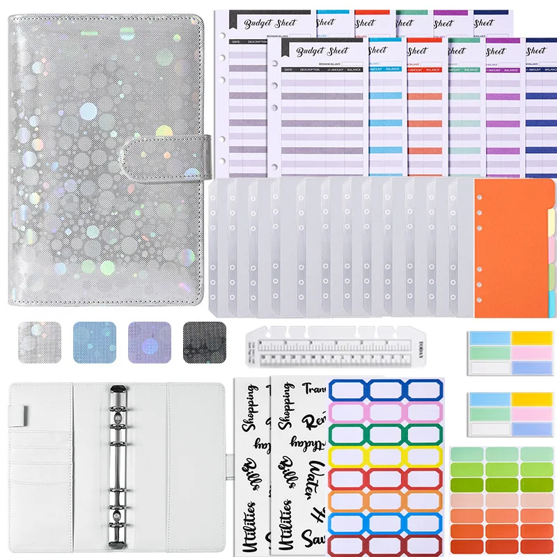 Closeout A6 Sliver Purple Money Budget Planner Binder Zipper Envelopes Cash Envelopes For Budgeting Money Organizer