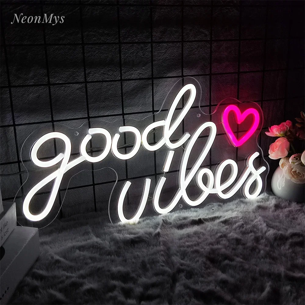 

Good Vibes Neon Light Decoration Beauty Salon Nails Game Room Bedroom Decoration Wall Neon Led Good Vibes Signs Gift for Lover