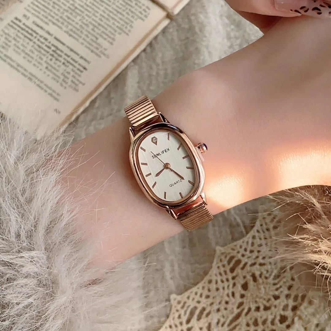 Fashion Women Quartz Watch Stainless Steel Oval Small Dial Female Clock Girl Student Wristwatch Dropshipping Relogio