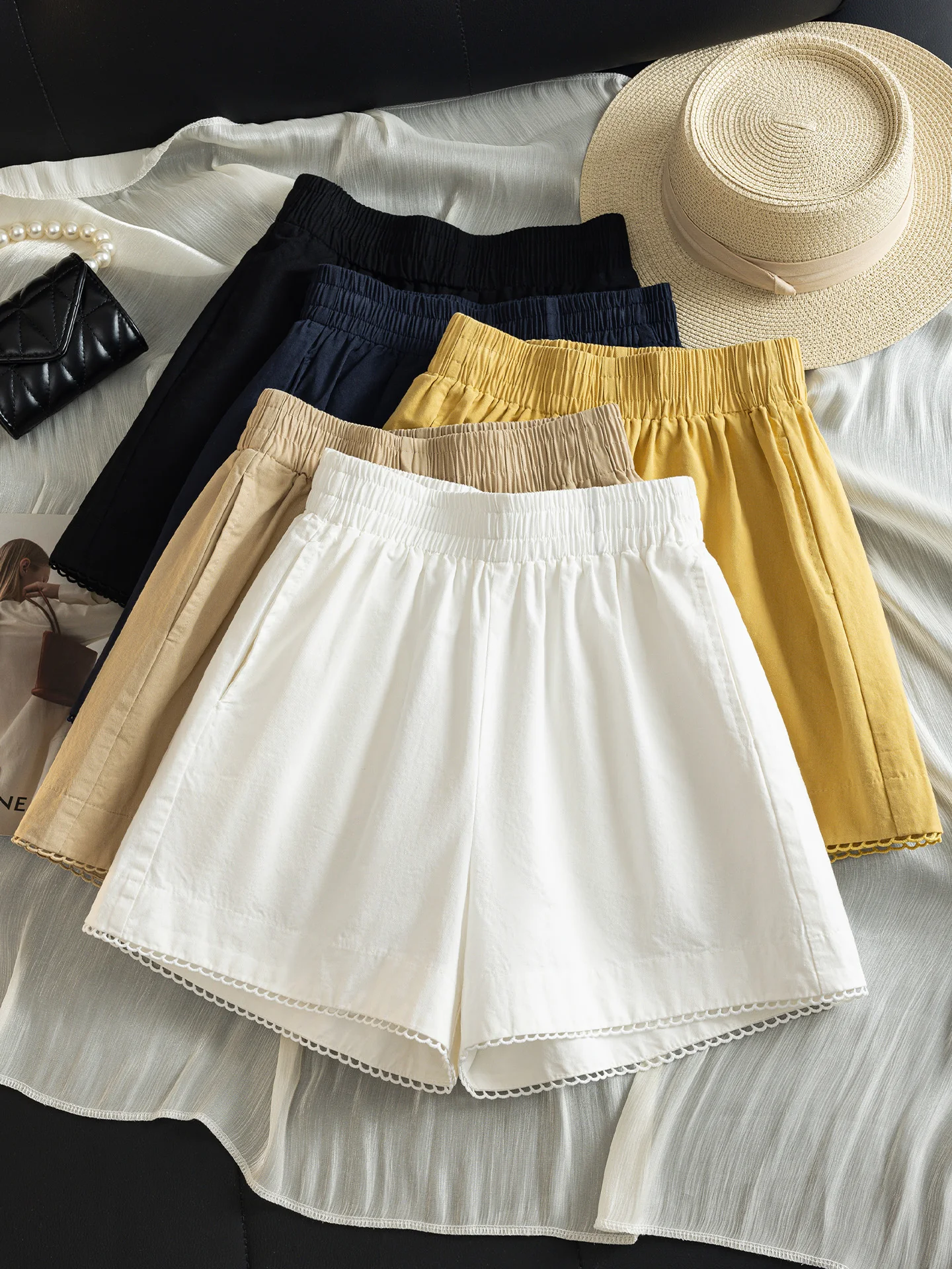 

Повседневные свободные женские шорты-бермуды с высокой талией, широкими штанинами, А-силуэта, длиной до колена, из дышащей комфортной хлопковой смеси, летние, тонкие