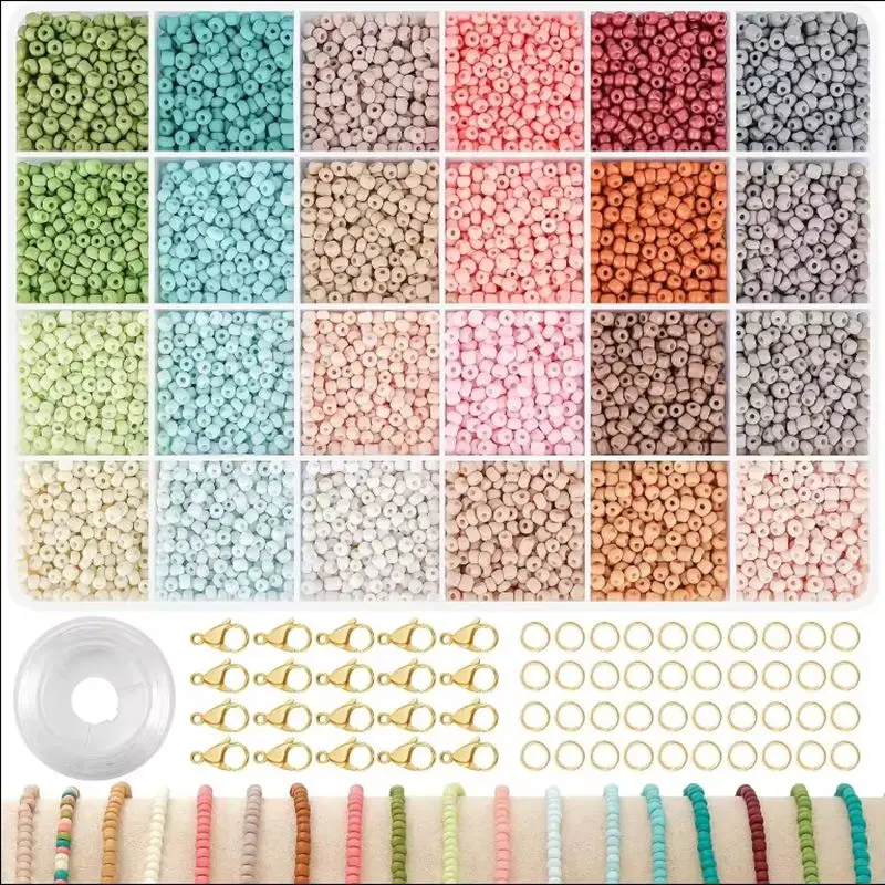 320g/Set 2 3 4 MM Glass Seedbead 24 Colors Spacer Loose Rice Beads Handwork Hobby Beginner DIY Bracelet Jewelry Making Tool Kit