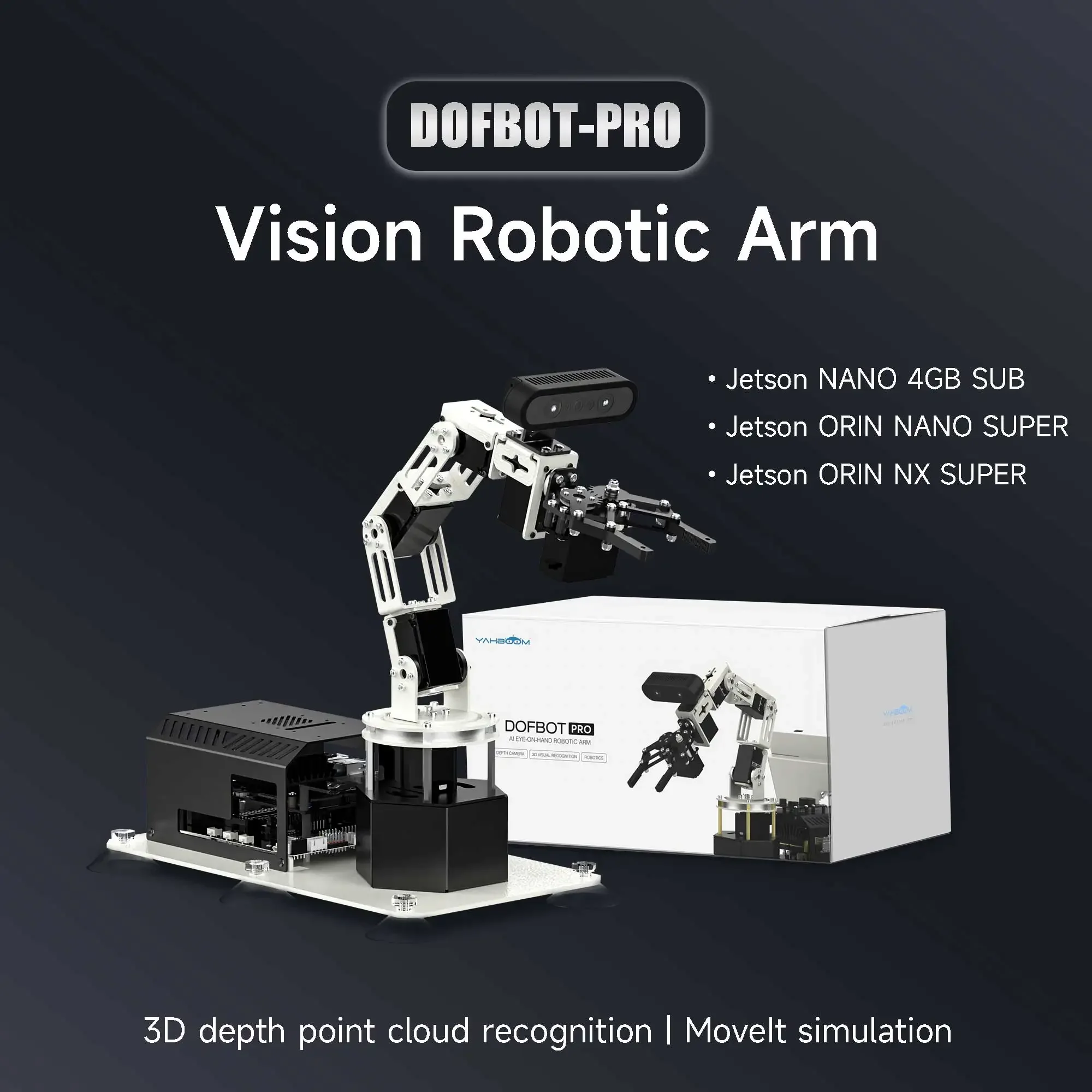 

DOFBOT PRO 6DOF Robotic A-rm ROS Набор для обучения программированию на Python 3D Deep Point Cloud Recognition Gripping для Jetson Orin SUPER