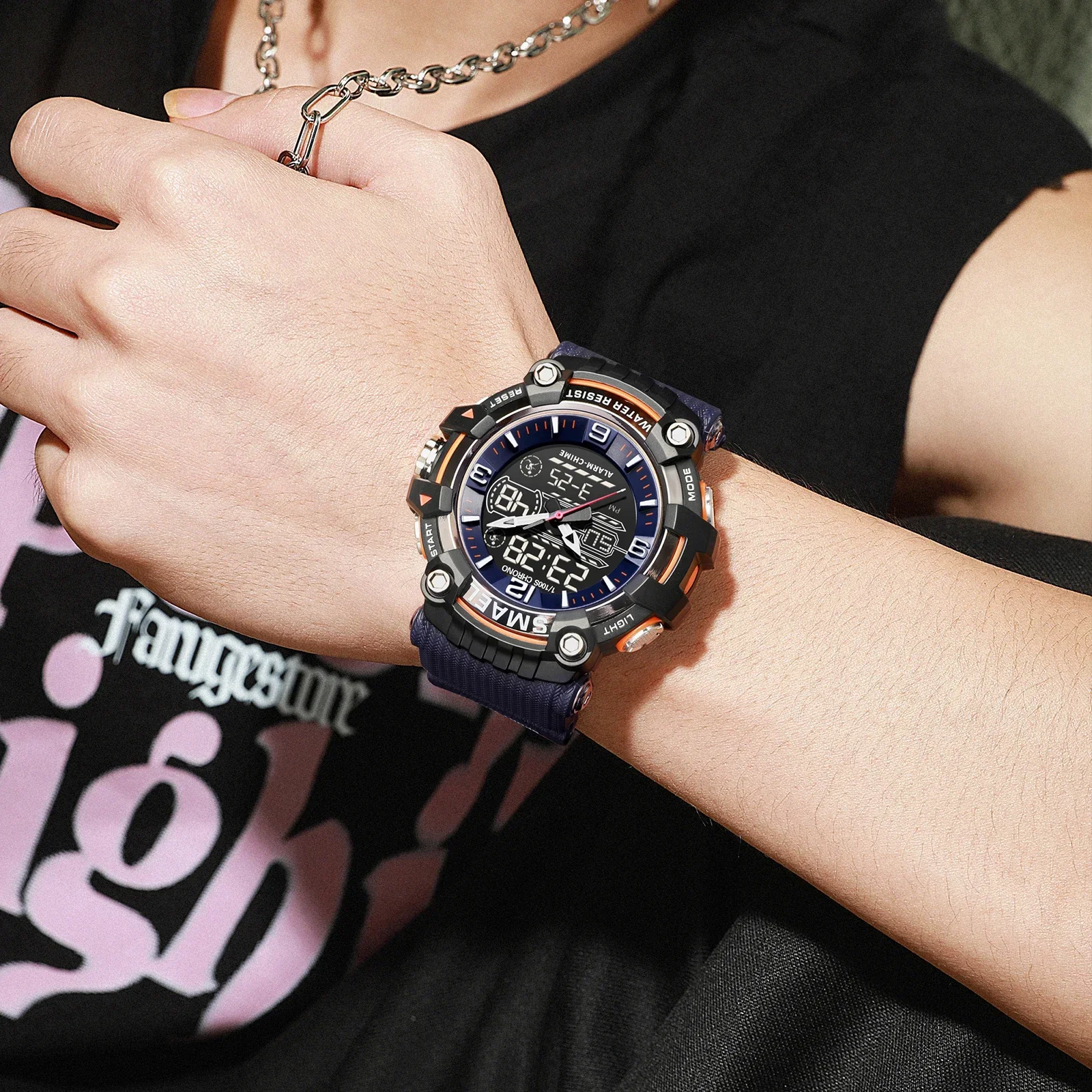 SMAEL-ساعة يد كوارتز مضادة للماء للرجال ، ساعات رياضية ، ساعة منبه رياضية ، ماركة أصلية ، 8089 ، 50 متر