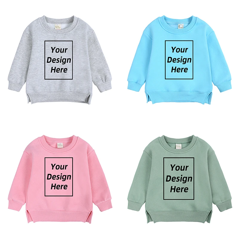 9M-7Y Winter Kids Hoodies Baby Girls Boys Custom Solid Plush Pullover Children Boys Tops Long Sleeves Sweatshirts