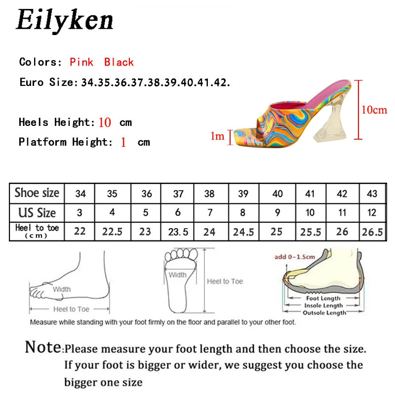 Eilyken Camouflage Transparent Strange High Heels Woman Slippers Sandals Square Toe Mules Lady Pumps Slides Size 35-42