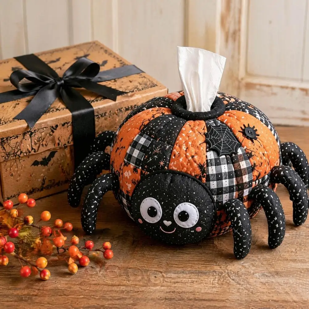 Spooky Themed Sewing Halloween Sewing Kit for Adults Halloween Patchwork Fabric Craft Set Diy Sewing Kit for Quilted Tissue Box