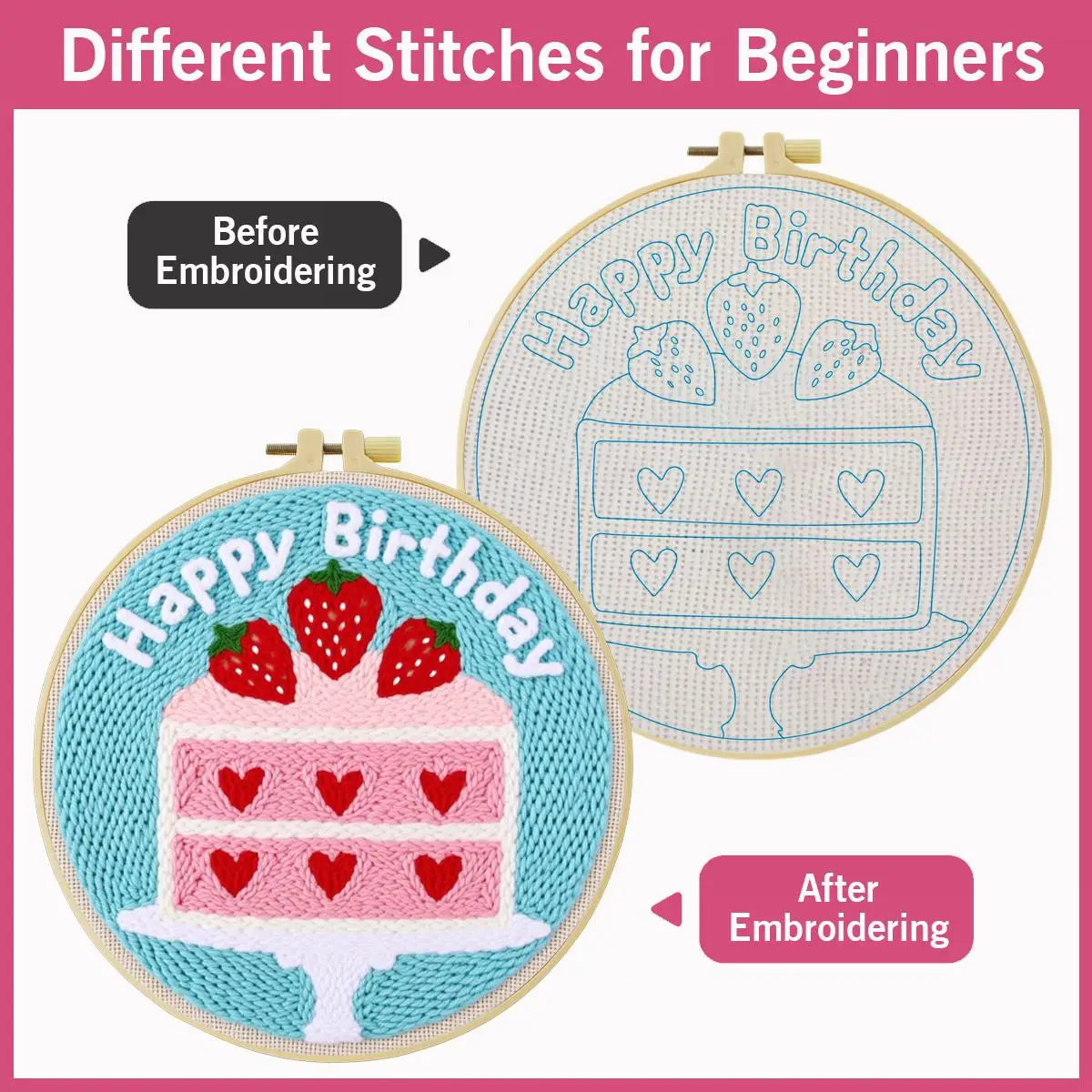 20X20CM/7,87 Zoll Kuchen-Sticknadel-Set, Stickerei-Kit, Stickerei, gestrickte Stickerei, DIY, handgemachtes Geschenk, Heimdekoration – Detail 5