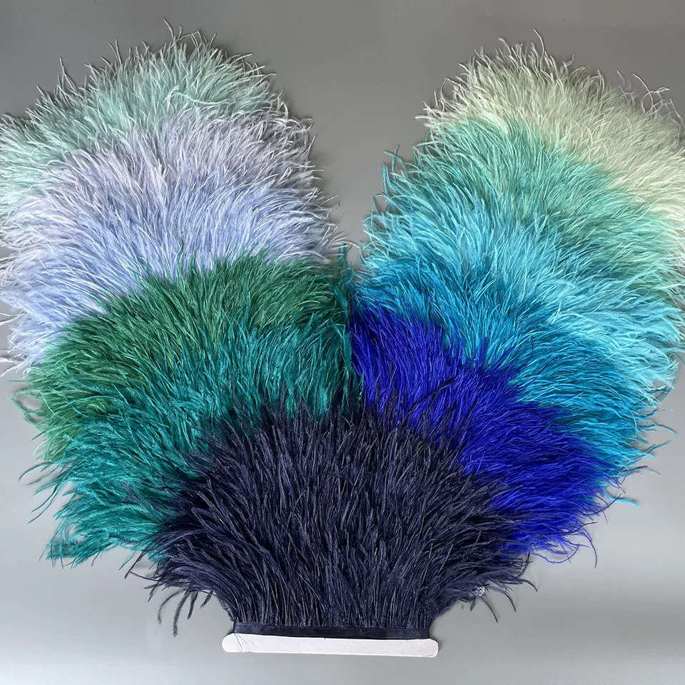Ostrich Feathers Trim 10 Meter 13-18 CM Feather Plumes Ribbon Selvage For DIY Wedding Dress Decoration Crafts Accessories