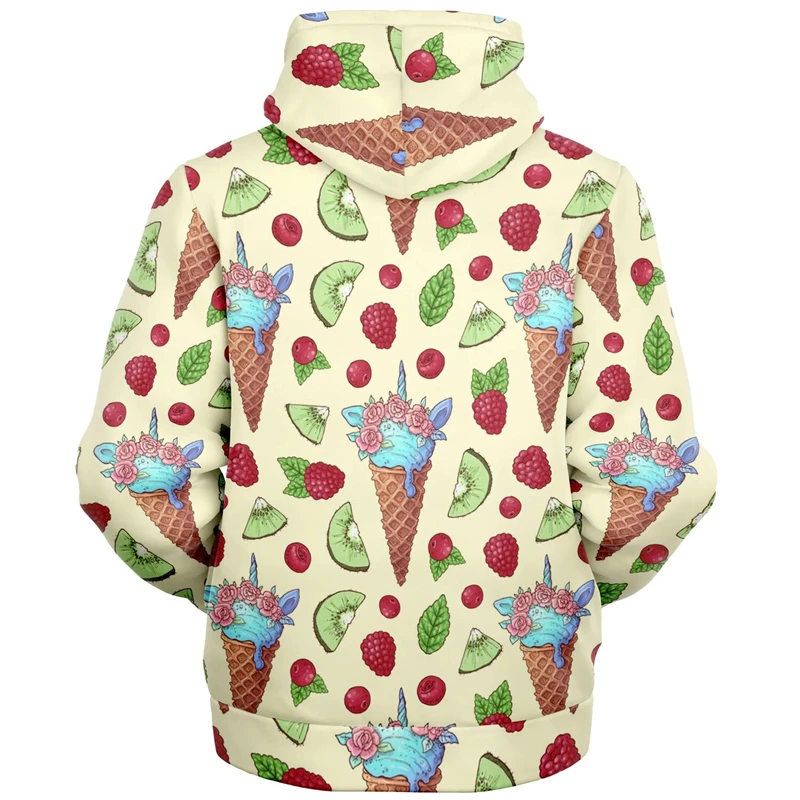 Men's Hooded Sweatshirt 3D Ice Cream Pattern Hoodies Men Graphic Spring Autumn Oversized Funny Hoodie Street Pullovers Designer