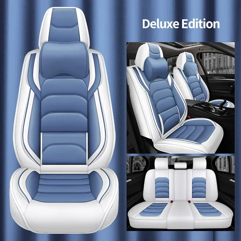 4 Pc Car Accessories Luxury Full Set Universal Leather Car Seat Cover Waterproof Non-Slip Edge Wrapping Car Seat Protectors